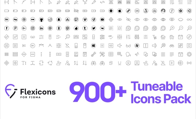 Flexicons for Figma是一个创新的图标包，适用于移动应用程序（ios、android、tizen）、桌面应用程序（macos、windows、linux）、网站和登录页