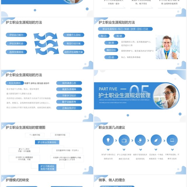 2023蓝色简约风护士职业生涯规划PPT模板 2023蓝色简约风护士职业生涯规划PPT模板