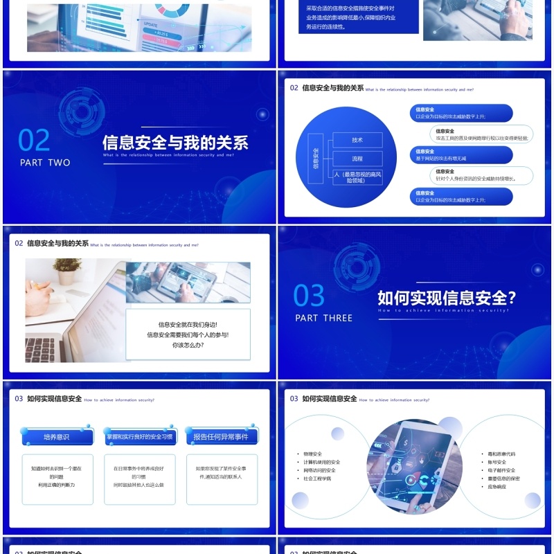 蓝色简约新员工网络信息安全意识培训PPT模板