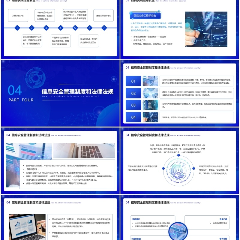 蓝色简约新员工网络信息安全意识培训PPT模板