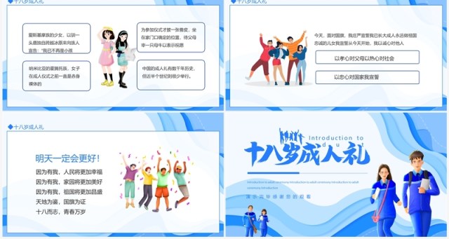 十八岁成人礼介绍成人礼致词动态PPT模板 十八岁成人礼介绍成人礼致词动态PPT模板
