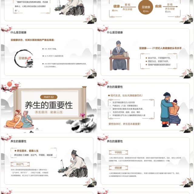 水墨中国风传统夏季养生知识讲座PPT模板 水墨中国风传统夏季养生知识讲座PPT模板