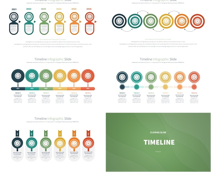 12套色系2025时间轴公司历程时间线PPT模板素材Timeline - Color 12