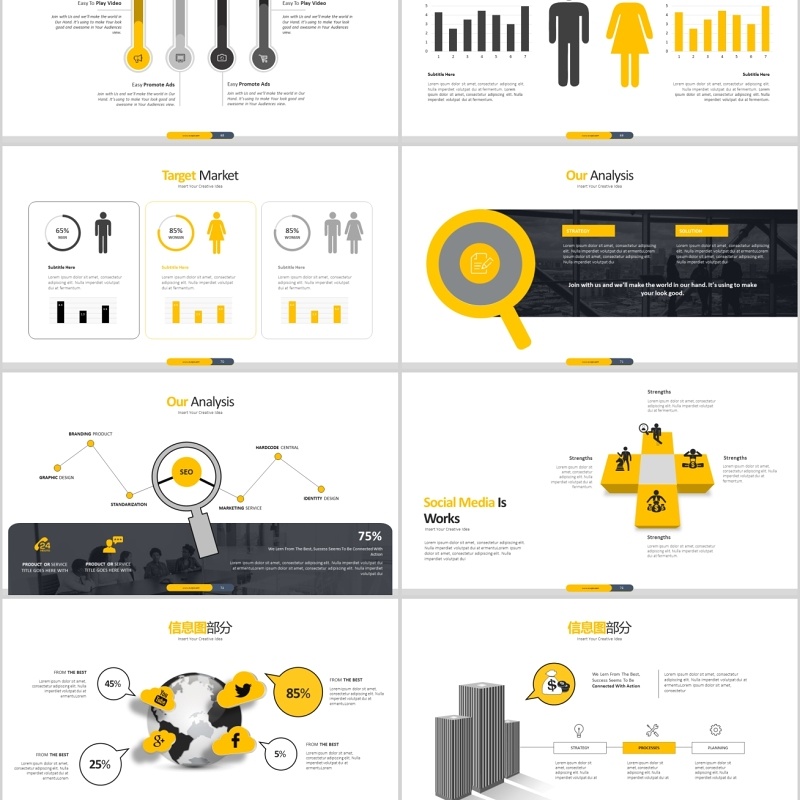 原创欧美风橙色创意公司简介营销计划PPT模板