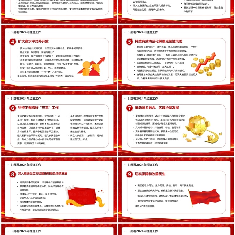红色党政风2023中央经济工作会议PPT模板 