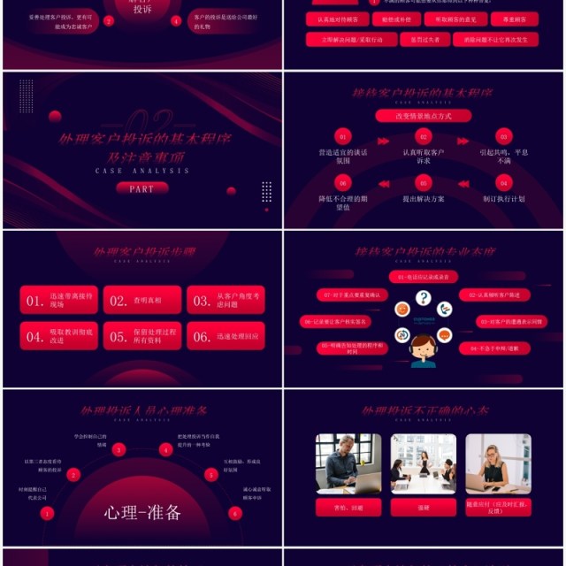 深色简约风客户投诉及处理案例分析知识培训PPT模板