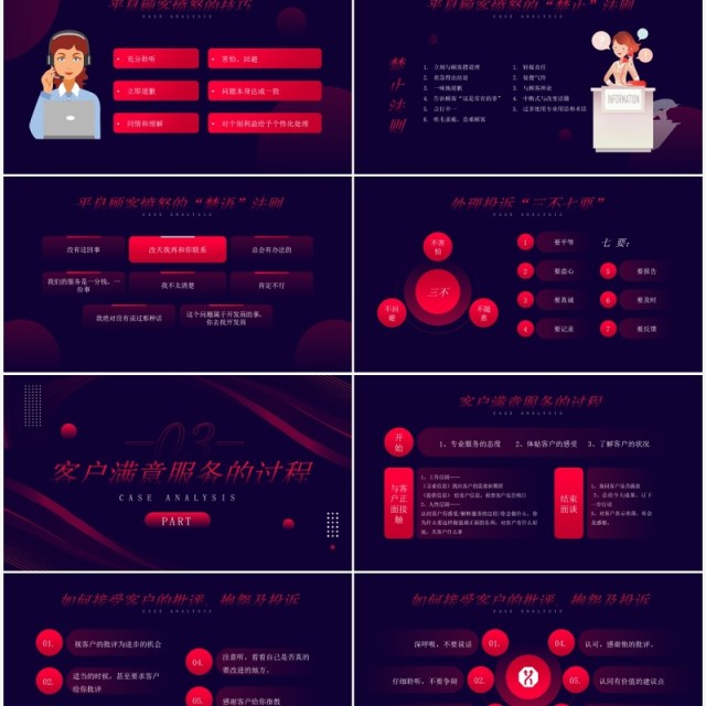 深色简约风客户投诉及处理案例分析知识培训PPT模板