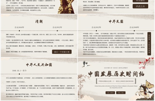 棕色中国风中国发展历史时间轴PPT模板 棕色中国风中国发展历史时间轴PPT模板