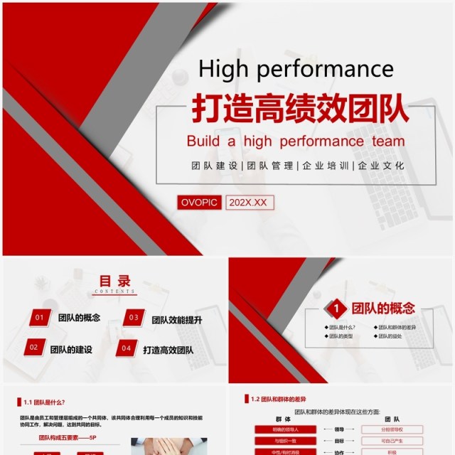 红色简约打造高绩效团队企业培训PPT模板 红色简约打造高绩效团队企业培训PPT模板