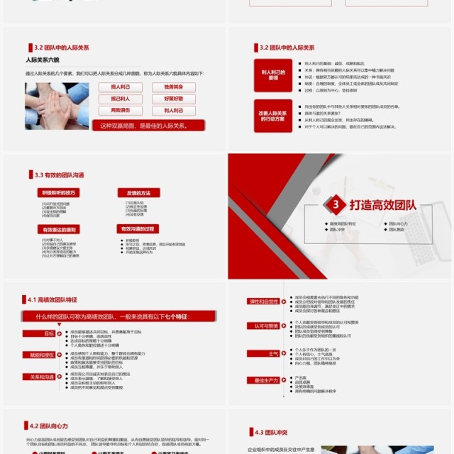 红色简约打造高绩效团队企业培训PPT模板