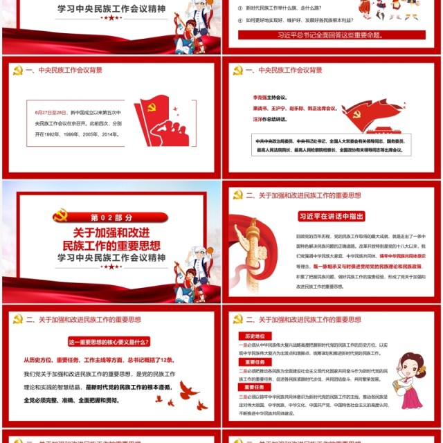 红色简约学习中央民族工作会议精神PPT模板 红色简约学习中央民族工作会议精神PPT模板