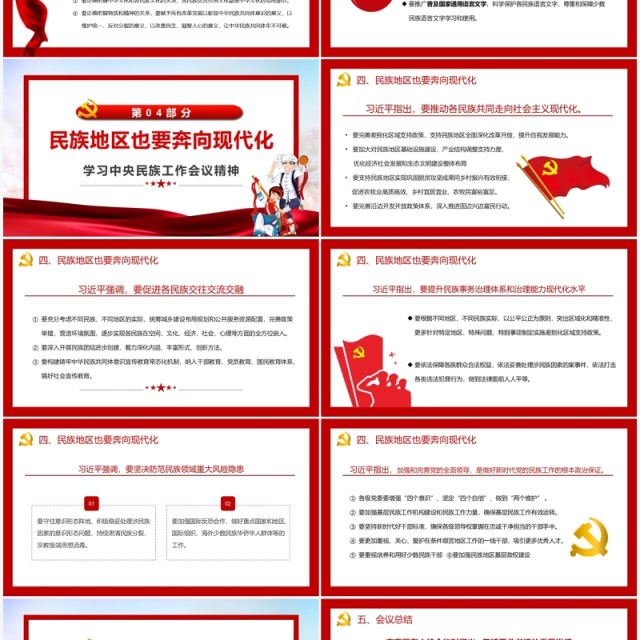 红色简约学习中央民族工作会议精神PPT模板 红色简约学习中央民族工作会议精神PPT模板