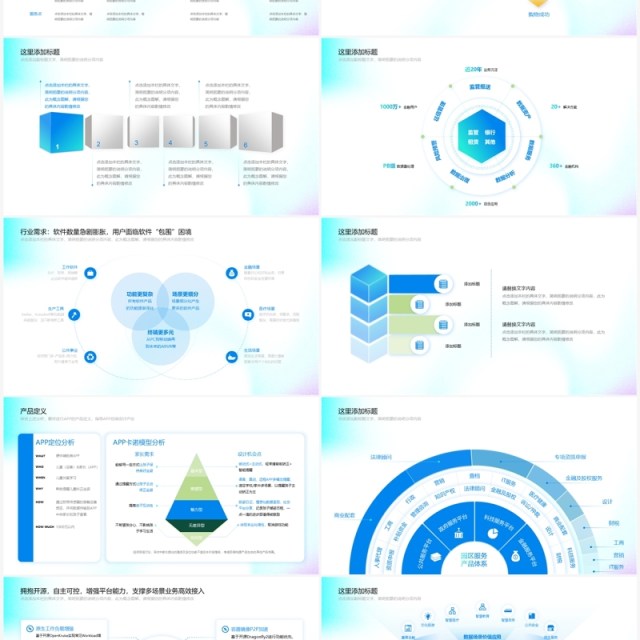 蓝色系产品流程学术答辩逻辑结构市场分析报告PPT模板