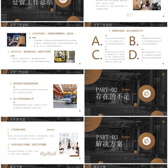 棕色商务仓库管理年终工作总结PPT模板 棕色商务仓库管理年终工作总结PPT模板