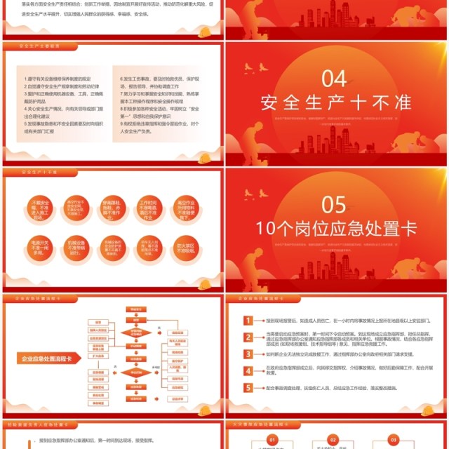 橙红简约风全国安全生产月宣传PPT模板
