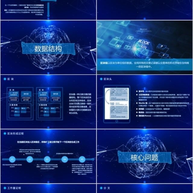 蓝色科技内容完整比特币区块链简介PPT