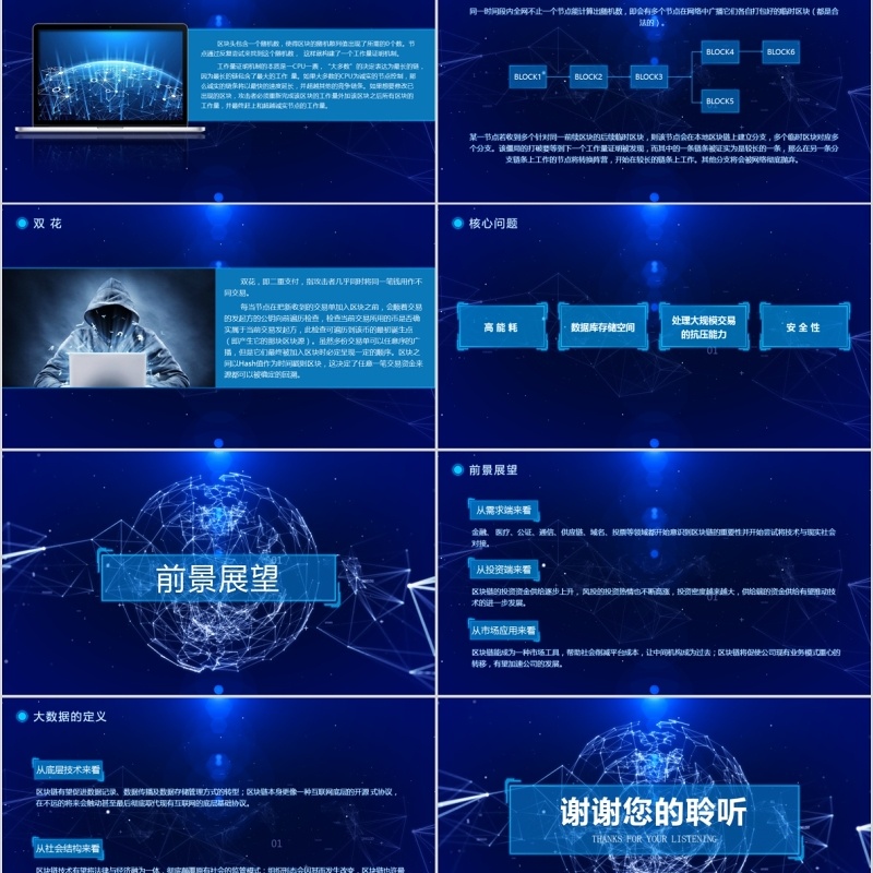 蓝色科技内容完整比特币区块链简介PPT