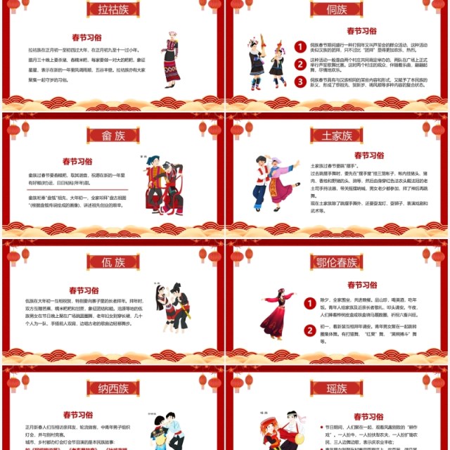 红色中国风少数民族春节习俗介绍PPT模板 红色中国风少数民族春节习俗介绍PPT模板