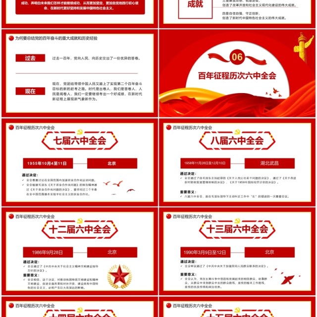 红色党政十九届六中全会党课PPT模板 红色党政十九届六中全会党课PPT模板