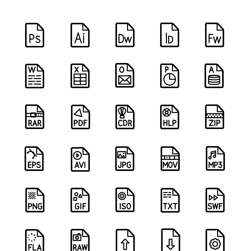 文件格式线条线性矢量图标UI素材icon