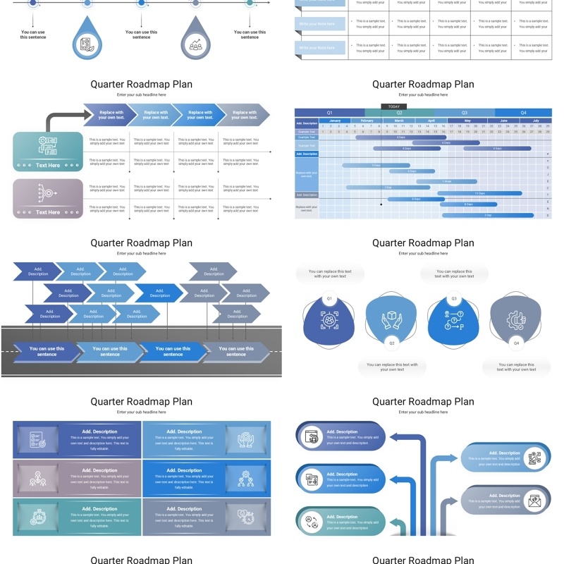 16页季度规划路线图项目计划总结汇报表格信息图PPT模板Quarter Roadmap Plan