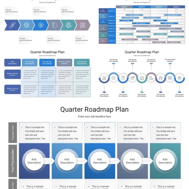 16页季度规划路线图项目计划总结汇报表格信息图PPT模板Quarter Roadmap Plan