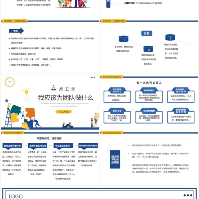蓝色简约扁平团队建设与管理培训PPT模板