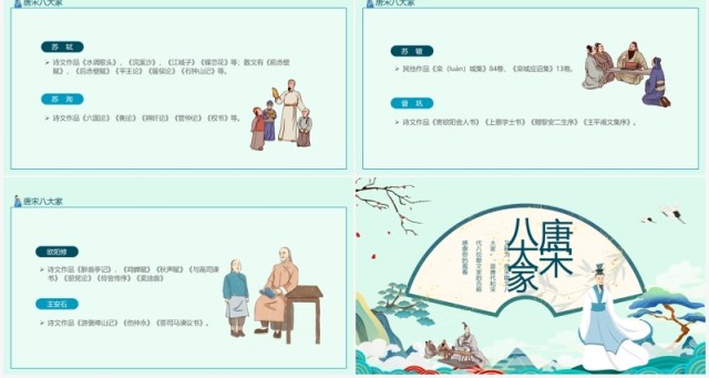 唐宋八大家诗人介绍动态PPT模板 唐宋八大家诗人介绍动态PPT模板