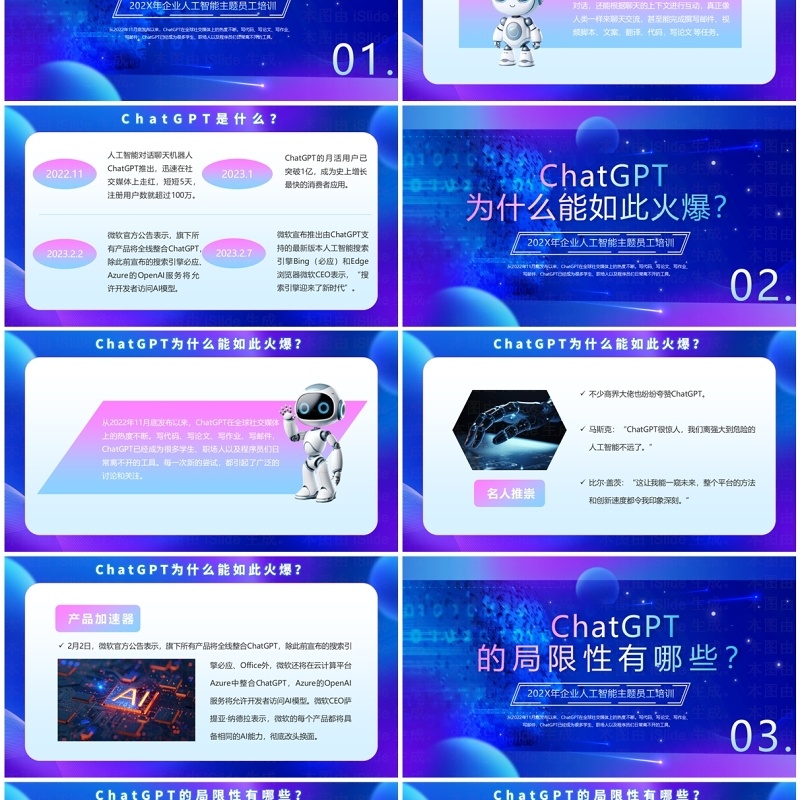 蓝色科技风ChatGPT科普讲解PPT模板