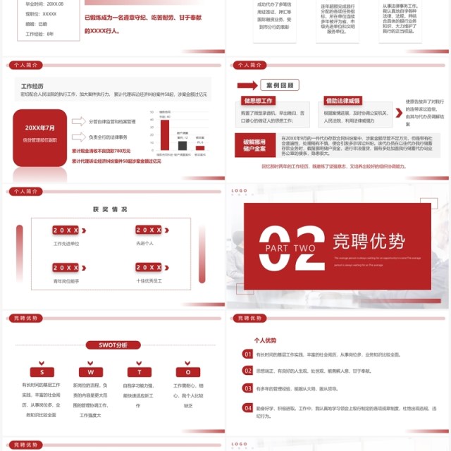 红色商务风银行干部竞聘演讲述职报告PPT模板