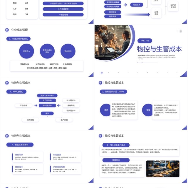 紫色商务风成本控制与有效管理企业成本管理PPT模板