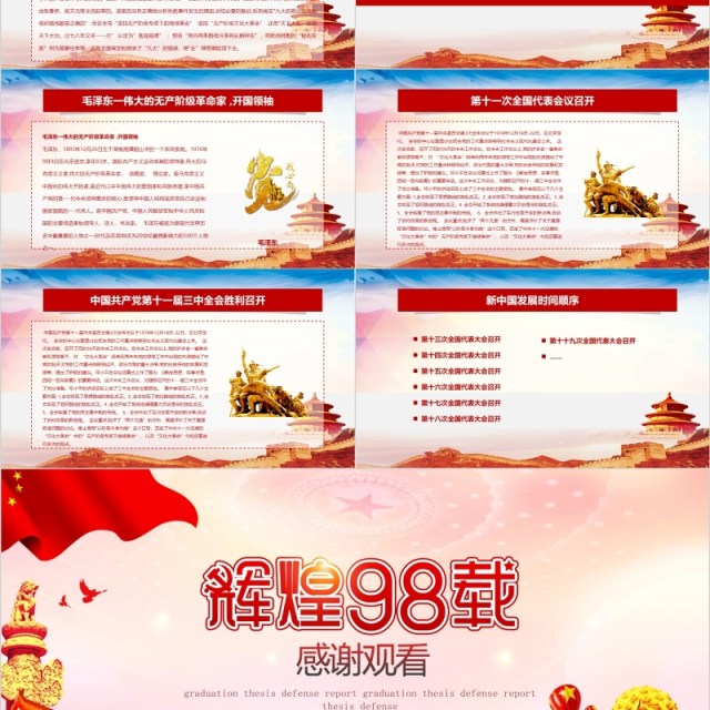 中国共产党党史建党98周年党课学习PPT模板 中国共产党党史建党98周年党课学习PPT模板