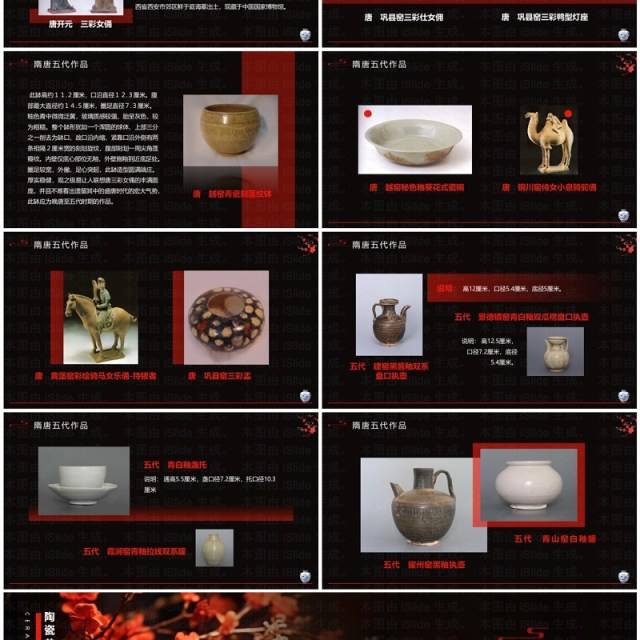 黑红简约风隋唐五代陶瓷设计介绍PPT模板 黑红简约风隋唐五代陶瓷设计介绍PPT模板