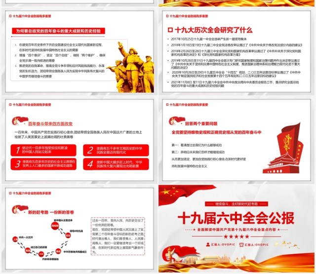 简约十九届六中全会公报PPT模板 简约十九届六中全会公报PPT模板