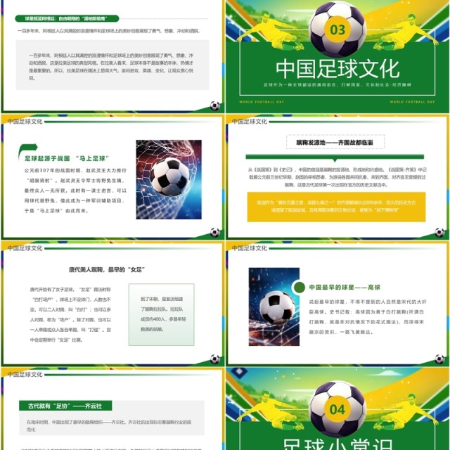 黄绿简约风世界足球日介绍PPT模板 黄绿简约风世界足球日介绍PPT模板