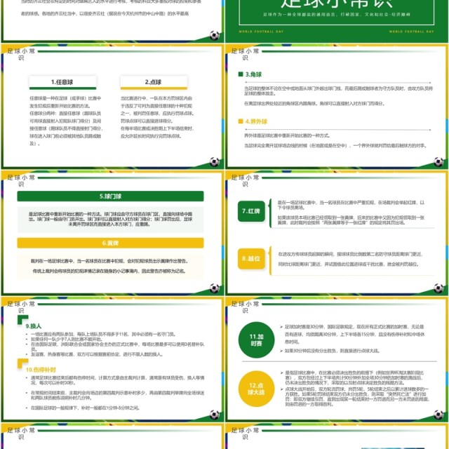 黄绿简约风世界足球日介绍PPT模板 黄绿简约风世界足球日介绍PPT模板