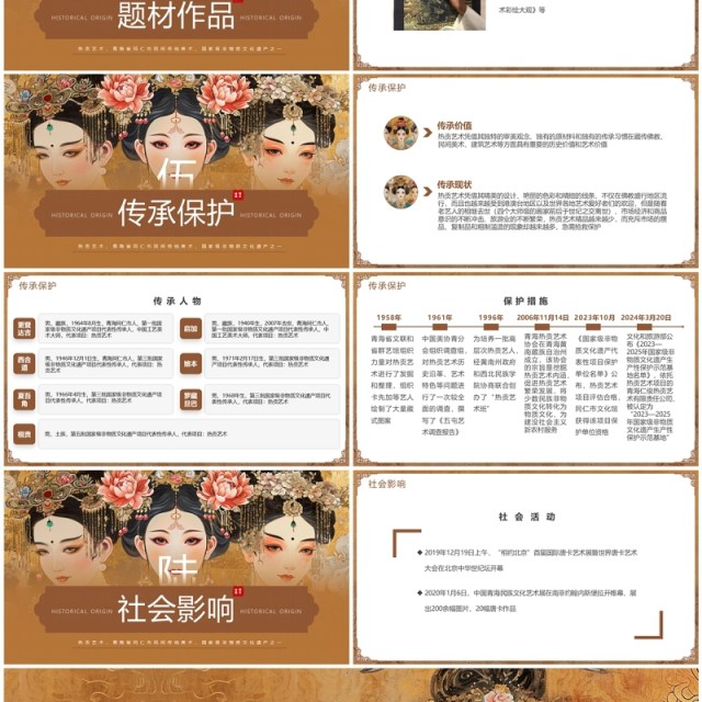 棕色中国风非遗系列之热贡艺术PPT模板 棕色中国风非遗系列之热贡艺术PPT模板