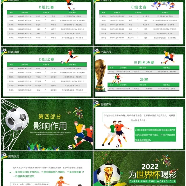 绿色卡通风为世界杯喝彩PPT模板 绿色卡通风为世界杯喝彩PPT模板
