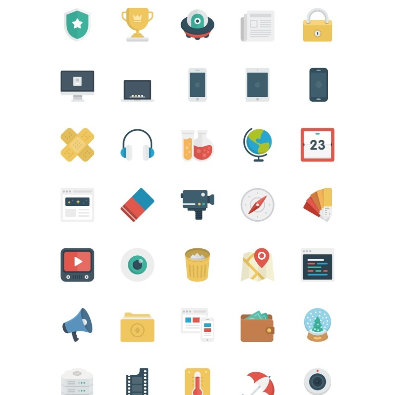 100个扁平彩色图标素材UI矢量卡通插画大集合