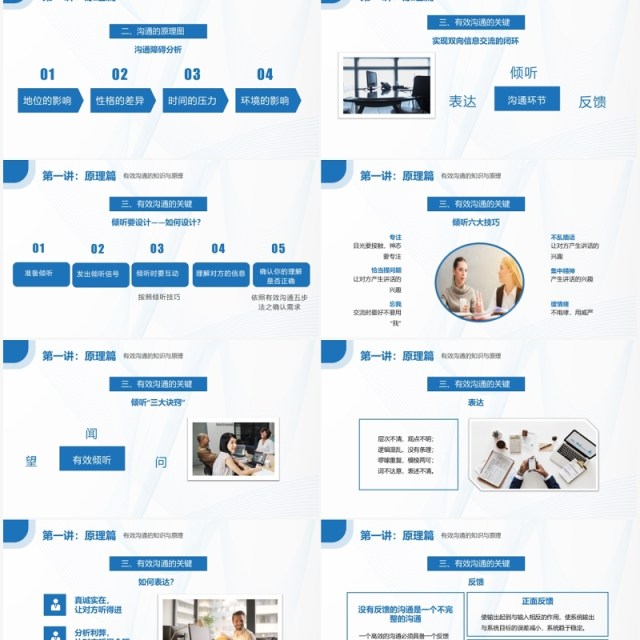 蓝色商务优秀管理者的有效沟通PPT模板