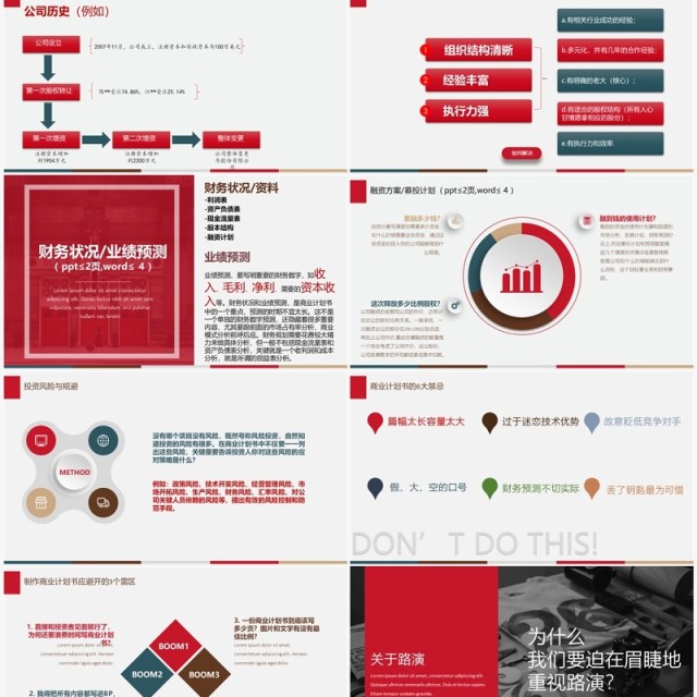 红色简约路演商业融资计划书PPT模板