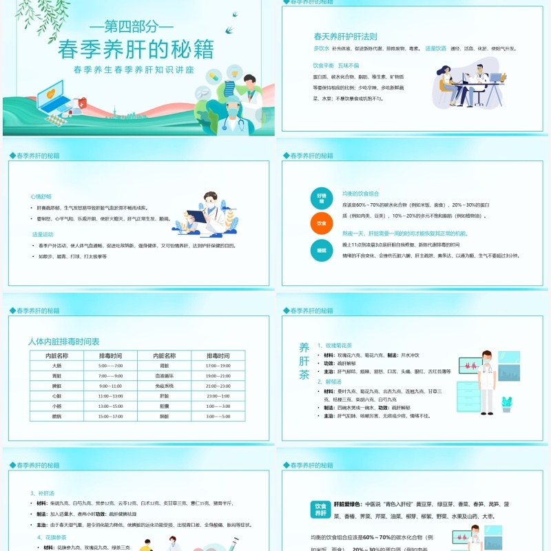 春季养肝养生知识讲座动态PPT模板