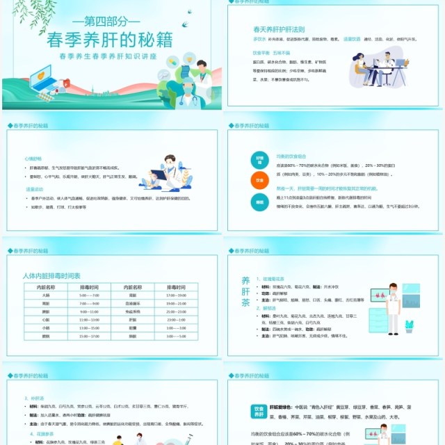 春季养肝养生知识讲座动态PPT模板