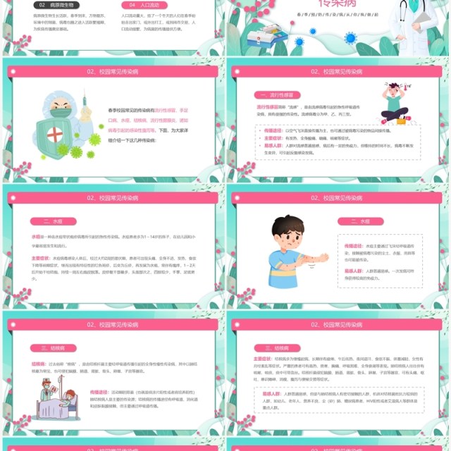 绿色卡通风春季传染病预防PPT模板 绿色卡通风春季传染病预防PPT模板