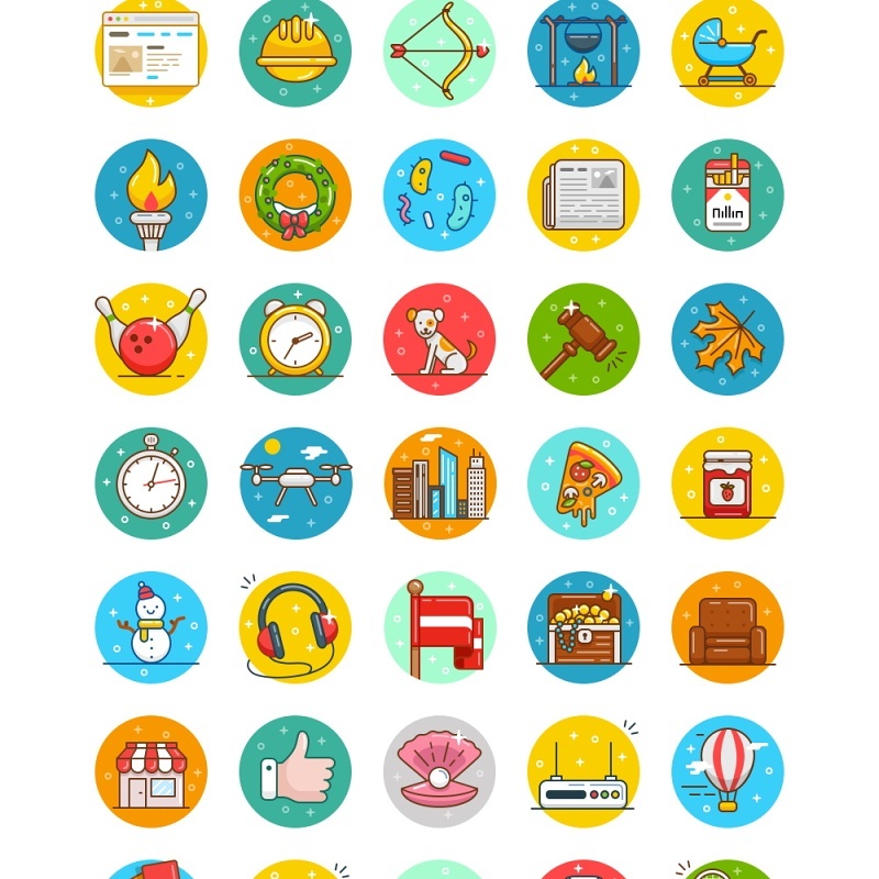 彩色扁平化圆形图标可爱卡通互联网科技icon矢量UI素材大全