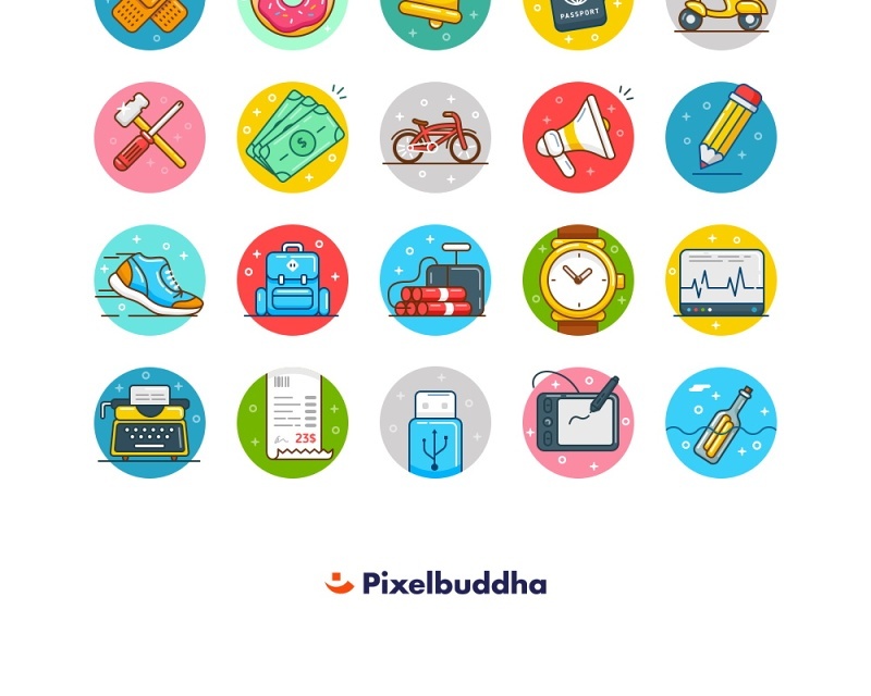 彩色扁平化圆形图标可爱卡通互联网科技icon矢量UI素材大全