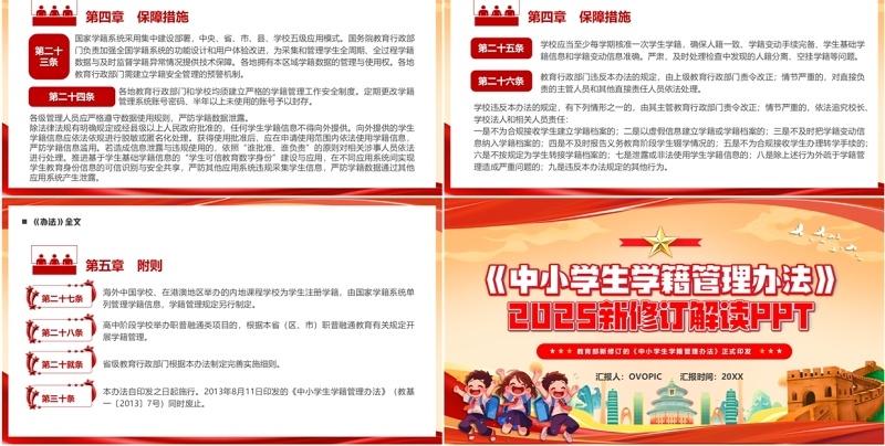 红色党政风中小学生学籍管理办法PPT模板