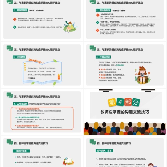 简约卡通教师与家长沟通技巧培训PPT模板 简约卡通教师与家长沟通技巧培训PPT模板