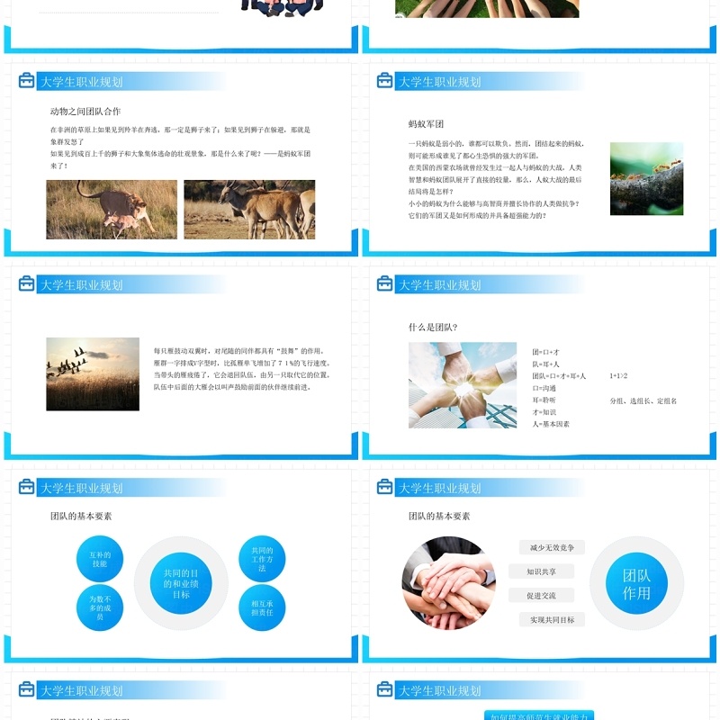 蓝色简约风大学生职业规划就业能力PPT模板