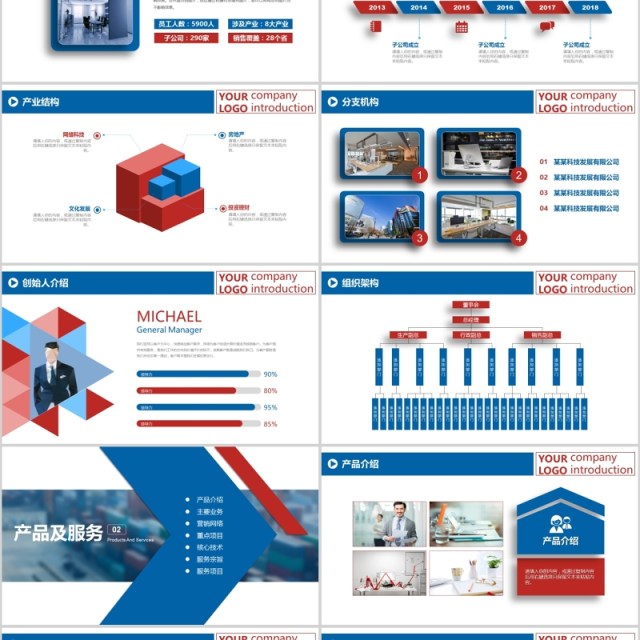 蓝色企业宣传企业简介公司简介PPT模板